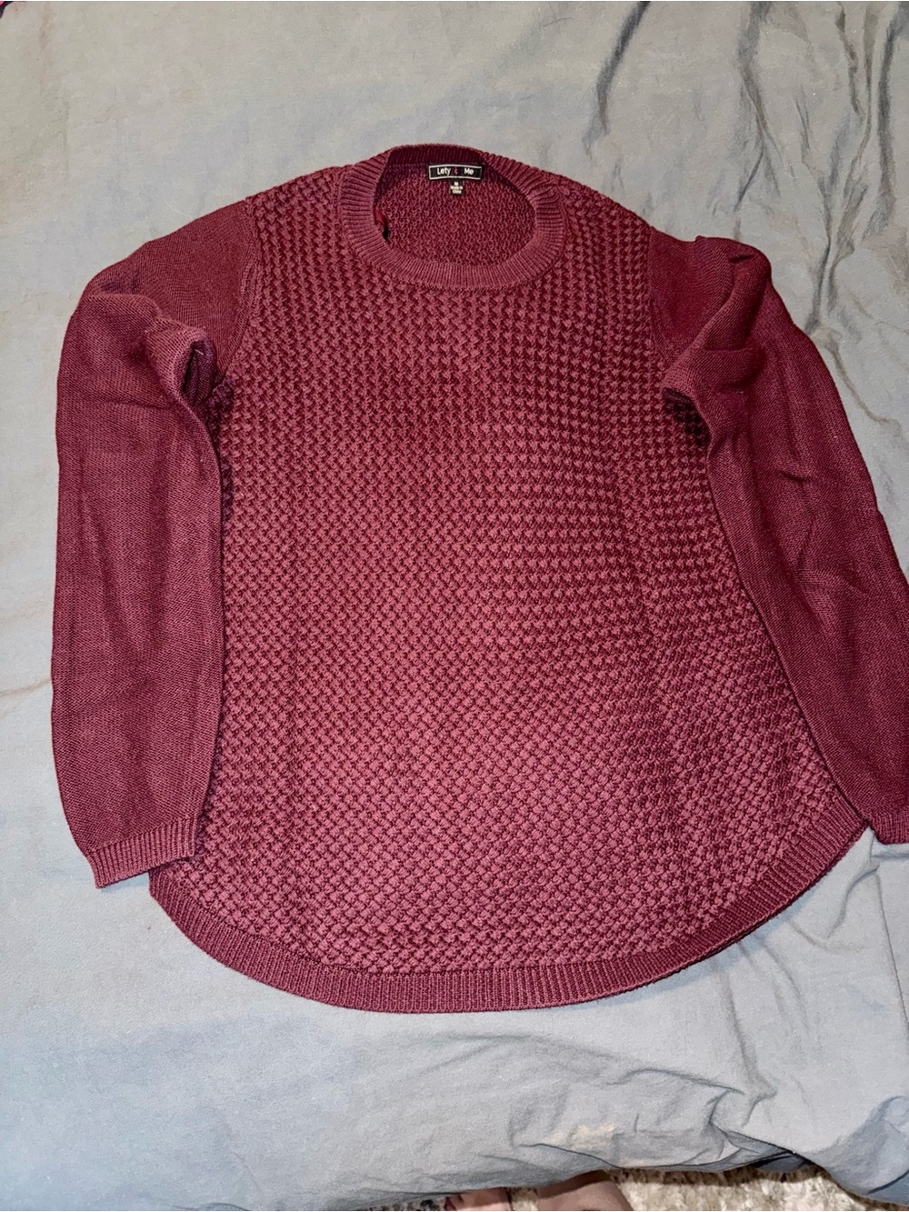 Women’s Textured Crewneck Sweater in Wine by Lety & Me